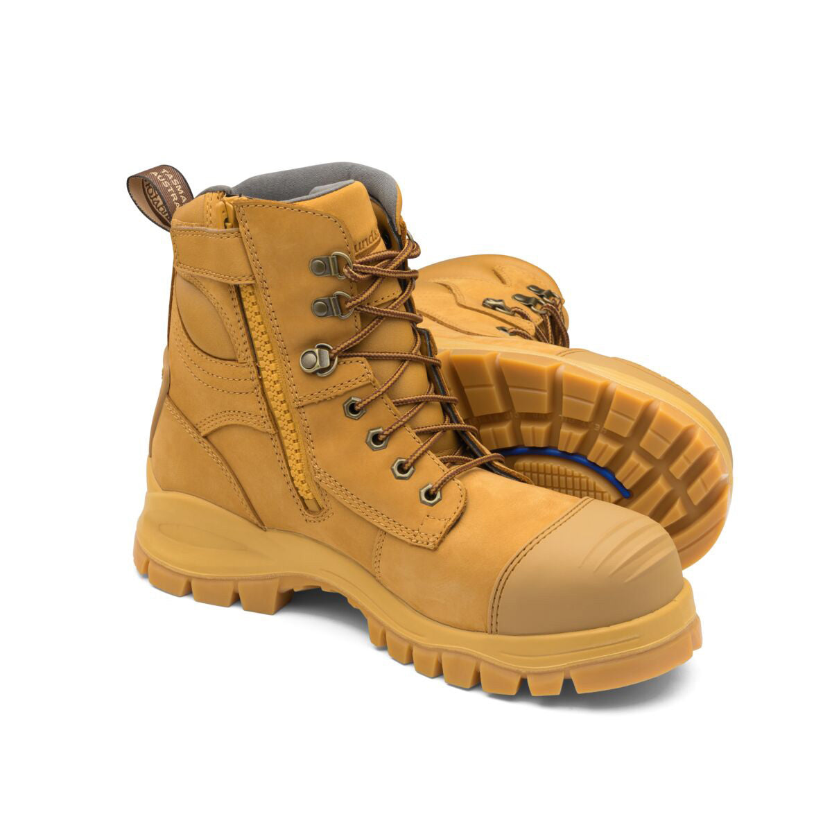 Blundstone Size Men's 3/Women's 5 Yellow #992 Leather Steel Toe Boots With Rubber
