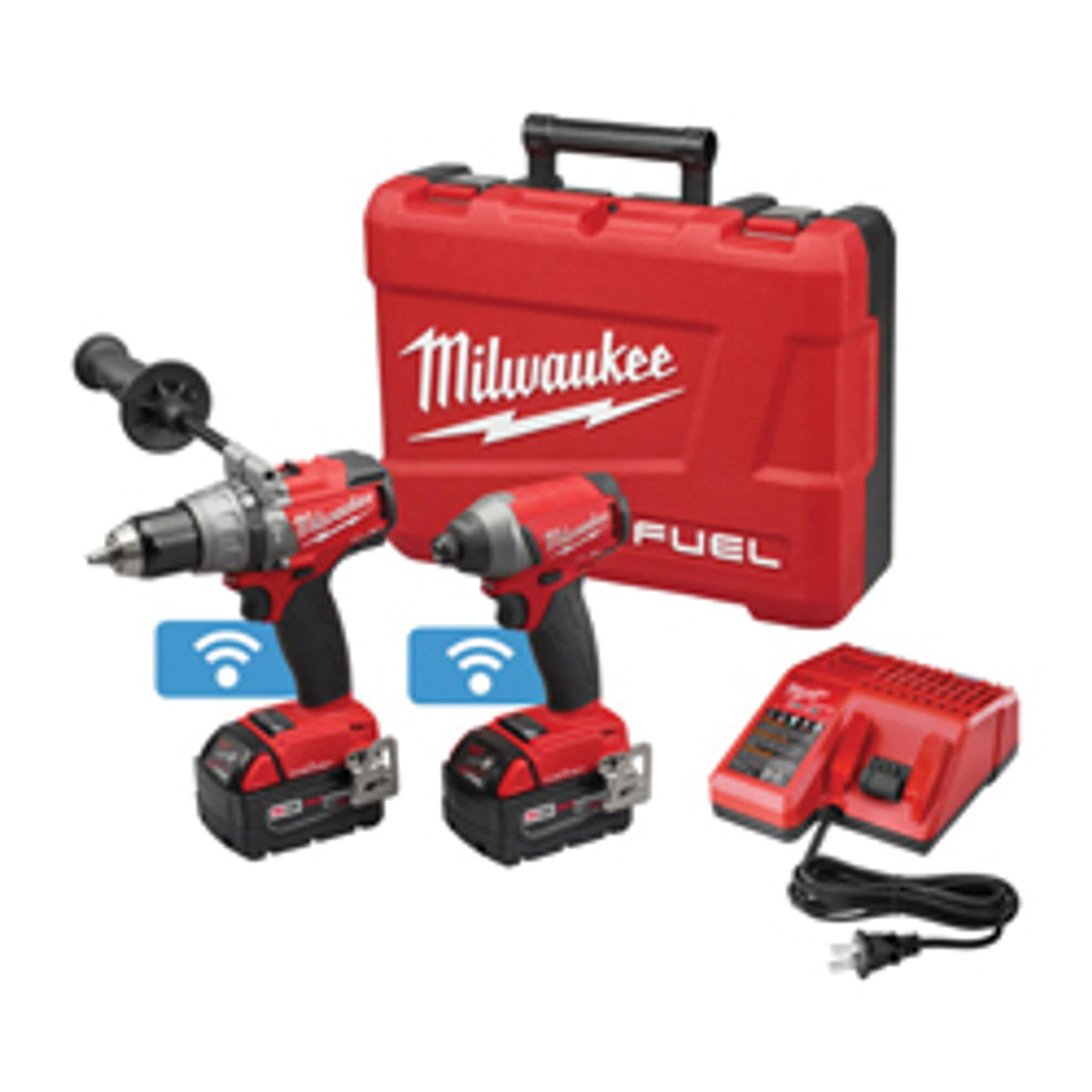 Milwaukee 2796-22 M18 FUEL™ ONE-KEY 1/2" Hammer Drill and 1/4" Impact Driver Combo Kit with (2) 5.0Ah Batteries, Charger and Case