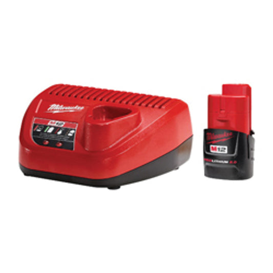 Milwaukee 48-59-2420 M12 12V Li-Ion Compact Starter Kit with (1) 2.0 Ah Battery and Charger