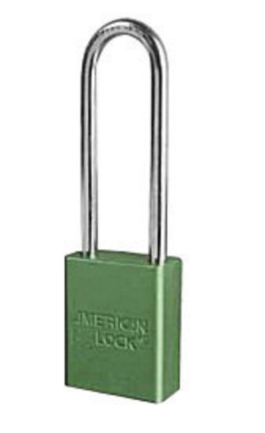 American Lock® Green 1 1/2" X 3/4" Aluminum 5 Pin Safety Lockout Padlock With 1/4" X 3" X 3/4" Shackle (Keyed Differently)