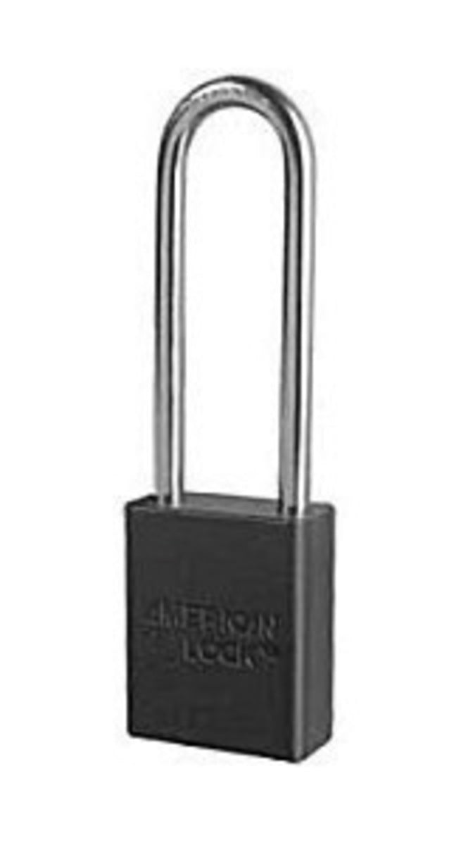 American Lock® Black 1 1/2" X 3/4" Aluminum 5 Pin Safety Lockout Padlock With 1/4" X 3" X 3/4" Shackle (Keyed Alike)