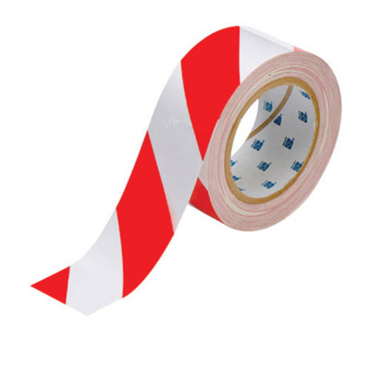 Brady® 2" X 100' Red/White 8 mil Polyester ToughStripe® Floor Marking Tape