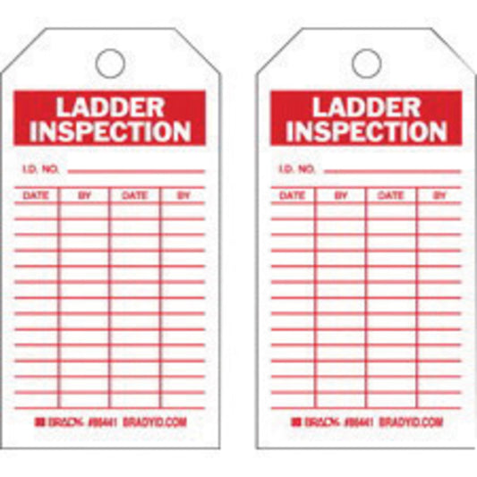 Brady® 5 3/4" X 3" Red/White Heavy-Duty Polyester Tag (10 Per Pack) "I.D. NO.___DATE___BY___DATE___BY___"