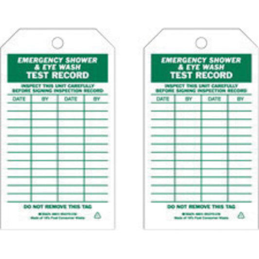 Brady® 7" X 4" Green/White Rigid Polyester Control Tag (10 Per Pack) "INSPECT THIS UNIT CAREFULLY BEFORE SIGNING INSPECTION RECORD DATE___BY___DATE___BY___"