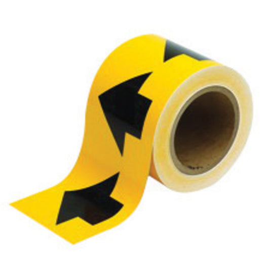 Brady® 4" X 30 yd Black/Yellow 4 mil Vinyl Directional Flow Arrow Tape