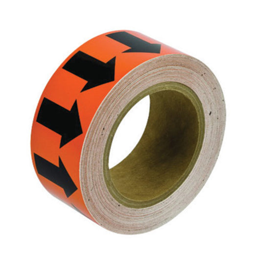 Brady® 2" X 30 yd Black/Orange 4 mil Vinyl Directional Flow Arrow Tape