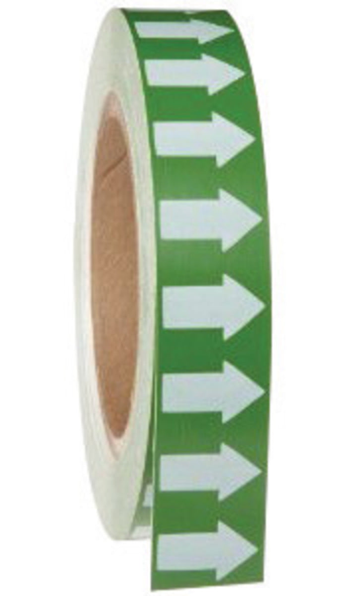 Brady® 1" X 30 yd White/Green 4 mil Vinyl Directional Flow Arrow Tape