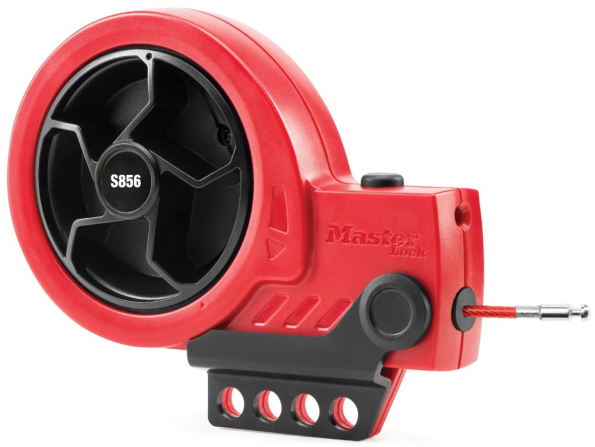 Master Lock® Red/Black Thermoplastic Retractable Cable Lockout Device With Steel Core Cable