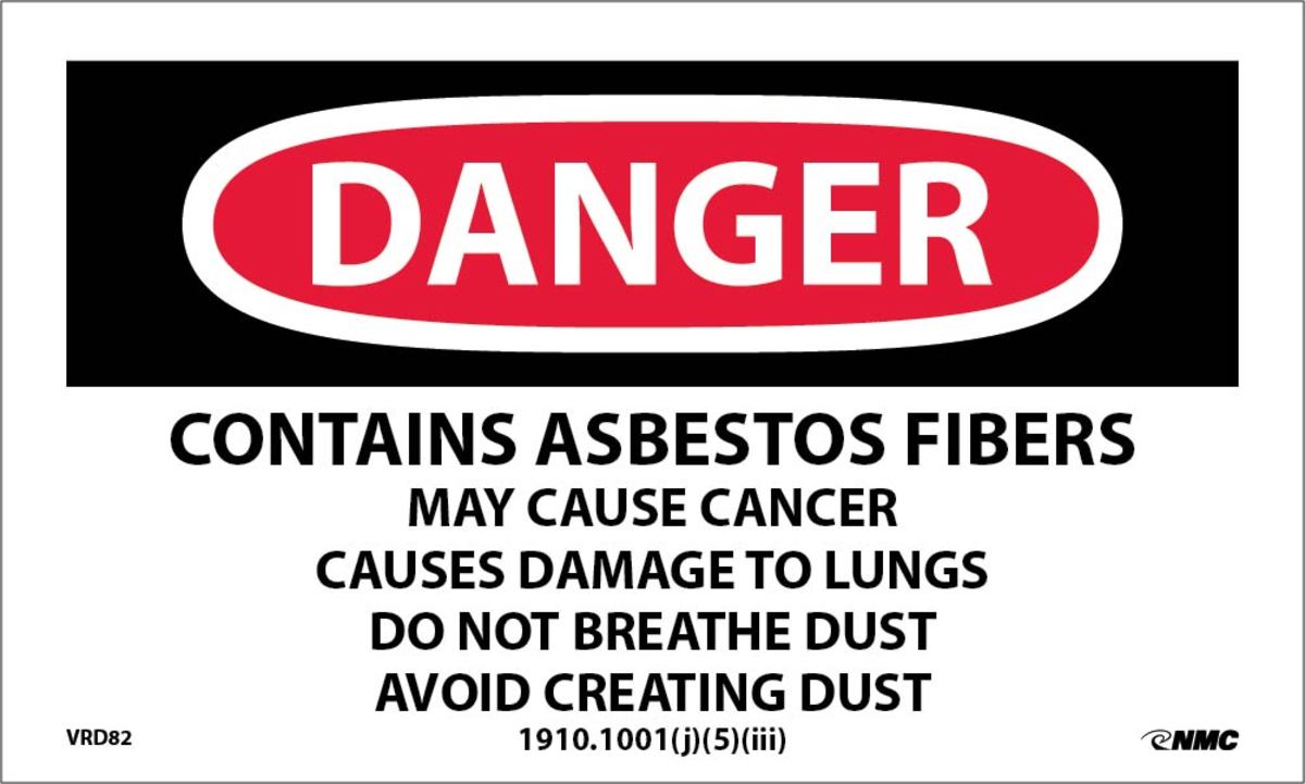 AccuformNMC™ 3" X 5" Black/Red/White Pressure Sensitive/Adhesive Backed Vinyl (500 Per Roll) "CONTAINS ASBESTOS FIBERS AVOID CREATING DUST"